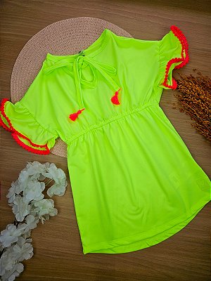 Saída de Praia em Malha com Proteção UV Verde Flúor Up Baby