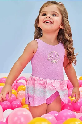 Maiô em Jacquard Catarina com Proteção UV 50+ Com Cauda de Sereia Kukiê