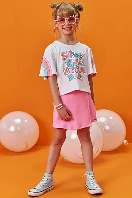 Conjunto de Blusa Boxy Over em Malha Power e Short Saia em Jacquard Marina Infanti
