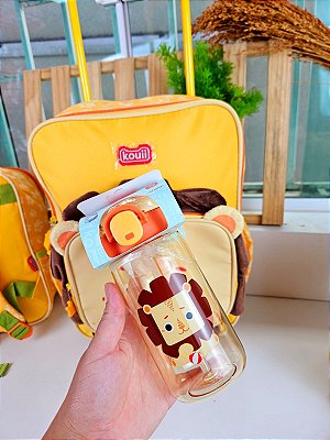 Garrafinha com Canudo 460ML Kouii Leão Leo