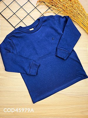 Camiseta Manga Longa em Algodão Azul Marinho Up Baby