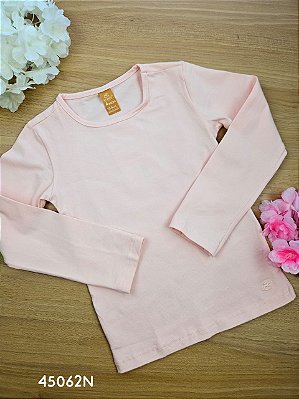 Blusa Manga Longa em Algodão Rosa Nuvem Up Baby
