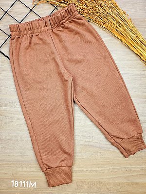 Calça em Moletom sem Felpa Marrom Bee Loop