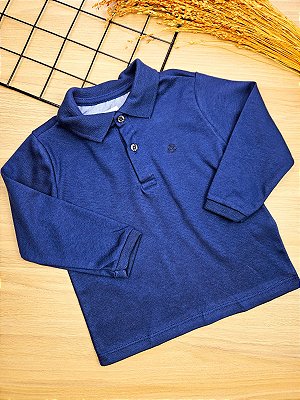 Camisa Polo em Algodão Azul Marinho Up Baby