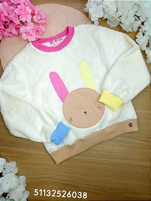 Blusa em Moletom em Pelo com Bordado Mon Sucré