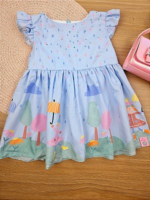 Vestido em Tricoline Rain Mon Sucré