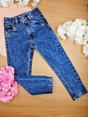 Calça Jeans com Strass Petit Cherie