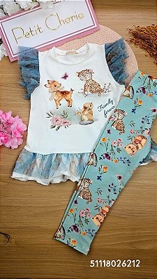 Conjunto em Molecotton Floresta Dolce Giardino Petit Cherie