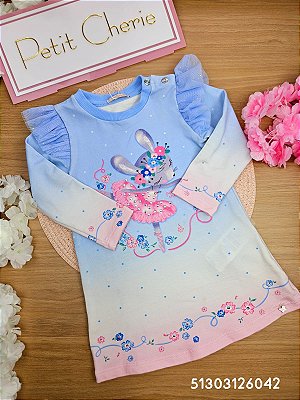 Vestido em Molecotton Baby Coelhinha Bailarina Petit Cherie