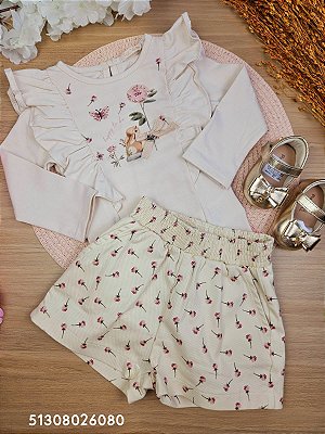 Conjunto Body em Algodão e Short em Sarja Cute Petit Cherie