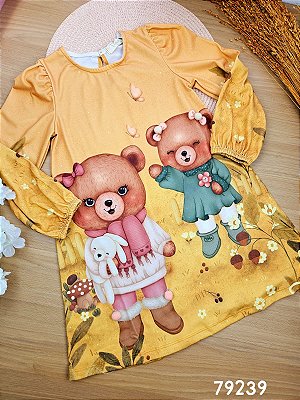 Vestido em Malha Fresh Ursinhas Infanti