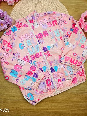 Jaqueta Corta Vento em Nylon e Forro Interno Rosa Infanti