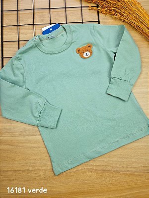 Camiseta Manga Longa Bear Verde Divertto