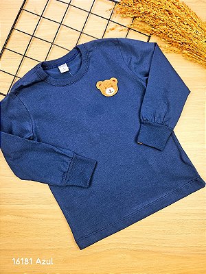 Camiseta Manga Longa Bear Azul Divertto
