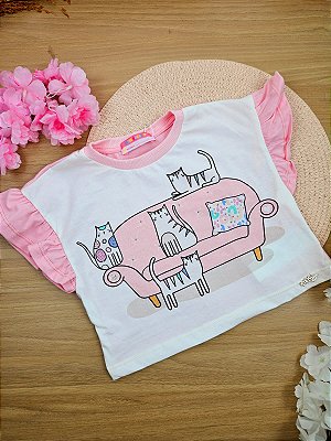 Blusa Boxy Gatinhas Mon Sucré