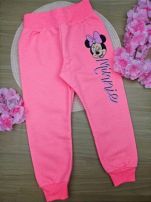 Calça Rosa Peluciada Minnie 100% Algodão Fakini