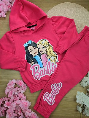 Conjunto Blusão e Calça em Moletom Peluciado Barbie Fakini