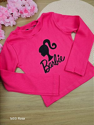 Blusa Manga Longa em Ribana Rosa Barbie Fakini