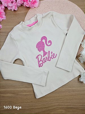 Blusa Manga Longa em Ribana Bege Barbie Fakini
