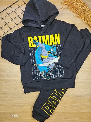 Conjunto Blusão com Capuz e Calça em Moletom Batman Fakini