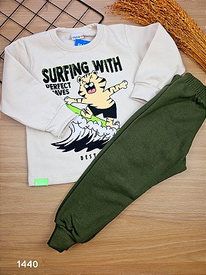 Conjunto Blusão e Calça em Moletom Surf Fakini