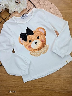 Blusa em Malha Comfy Ursinha Kukiê