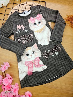 Vestido em Fly Tech Gatinha Kukiê