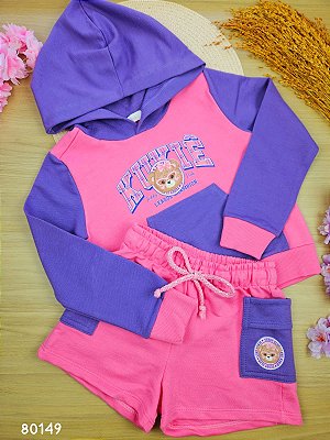 Conjunto de Blusão e Shorts em Moletom Kukiê