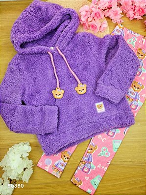 Conjunto de Blusão em Pelo Carneirinho e Legging em Termoskin Térmica Kukiê