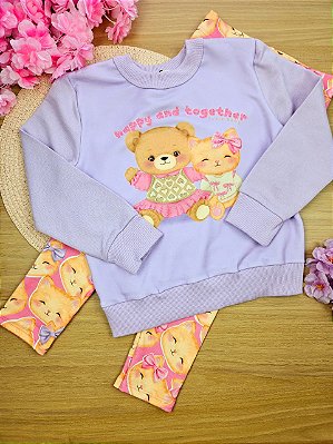Conjunto de Blusão em Moletom e Calça Legging Kukiê