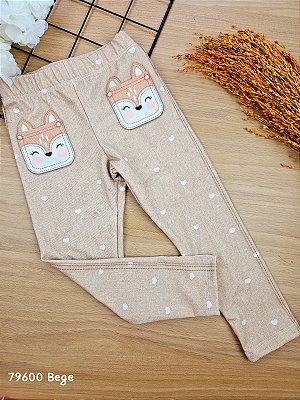 Legging em Termoskin Térmica Peluciada Raposinha Infanti