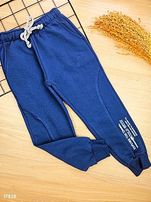 Calça em Moletom Peluciado Azul Marinho Divertto