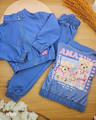 Conjunto Jaqueta e Calça Jogger em Molecotton Denim Cinti