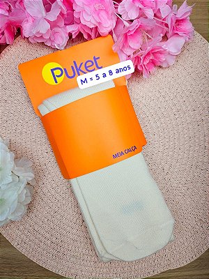 Meia Calça Lisa Algodão Off White Puket - M - 5 a 8 Anos