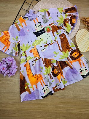 Vestido em Molecotton Cute Animals Três e Já