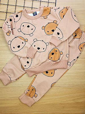 Conjunto de Blusão e Calça em Moletom Peluciado Bee Loop