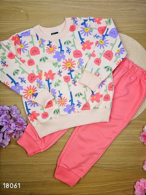 Conjunto em Moletom Flores Bee Loop