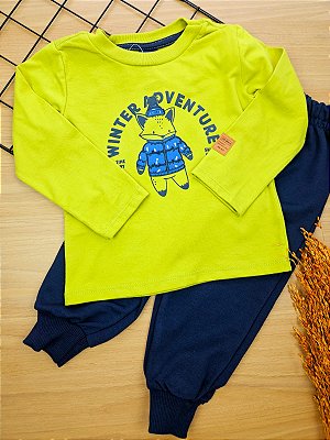 Conjunto Camiseta em Meia Malha e Calça em Moletom Bee Loop