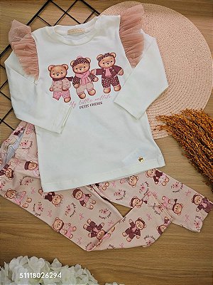 Conjunto Blusa Manga Longa e Legging Bear Petit Cherie