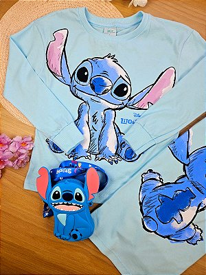 Blusa Manga Longa Stitch Azul Fakini