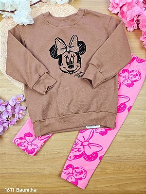 Conjunto Blusão e Calça Legging Peluciada Minnie Fakini