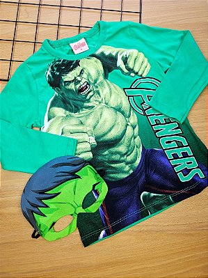 Blusa Manga Longa Hulk com Máscara Fakini