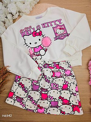 Conjunto Blusão e Saia com Shorts Embutido em Molecotton Hello Kitty Momi