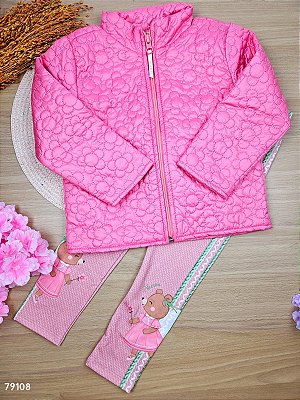 Conjunto de Jaqueta em Matelassê Flower e Calça Legging em Termoskin Kukiê