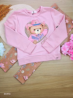 Conjunto de Blusão em Molecotton e Calça Legging em Fly Tech Kukiê