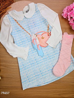 Vestido em Molecotton e Viscose Sarjada Infanti