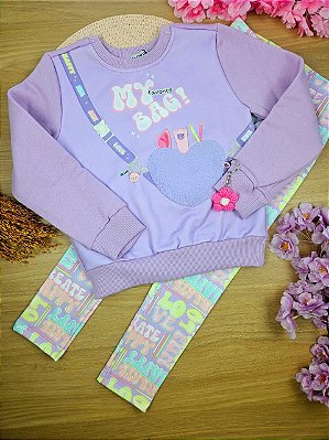 Conjunto de Blusão em Moletom com Pelúcia e Legging em Termoskin Térmica Infanti