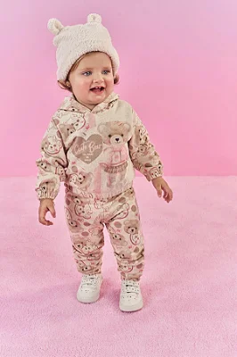 Conjunto Bebê Menina Blusão E Calça Ursinho Natural Mundo Cinti