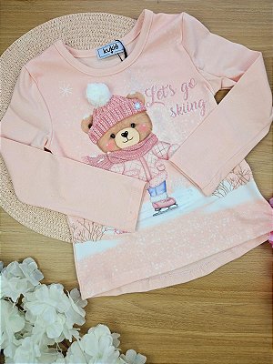 Blusa em Cotton Kukiê Infantil Menina Rosa