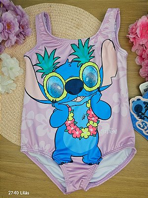 Maiô com Proteção Solar Stitch Lilás Disney Fakini